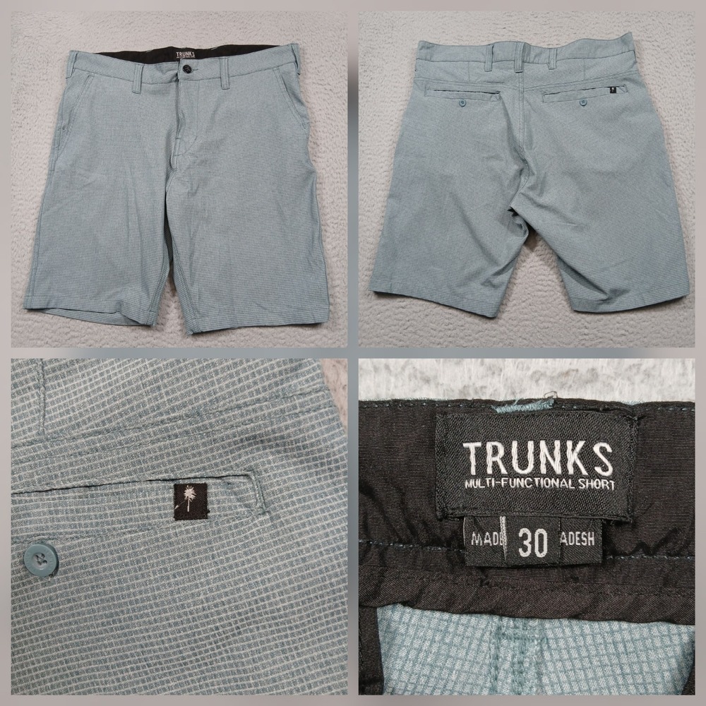 Trunks Surf‎ & Swim Mens 30 Gray Micro Check Hybrid Shorts Stretch